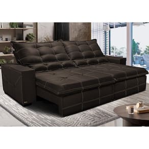 Sofá De Courino Retrátil E Reclinável 2,35m Cama Inbox Bourbon SoftgelD40 Café