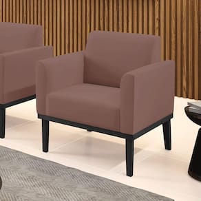 Poltrona Decorativa Pés Fixo Em Madeira Preto Veludo Rose