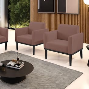 Kit 2 Poltronas Decorativas Pés Fixo Em Madeira Preto Veludo Rose