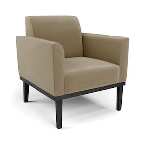 Poltrona Decorativa Pés Fixo Em Madeira Preto Suede Nude