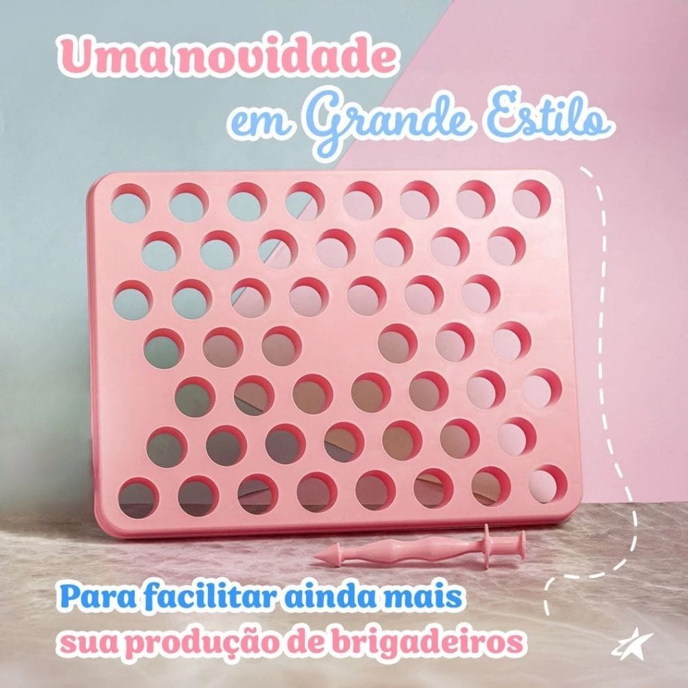 Placa porpocionadora para Brigadeiro e Doces Blue Star 18g Rosa com Empurrador