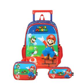 Kit Mochila De Rodas Super Mario Com Lancheira Estojo Duplo