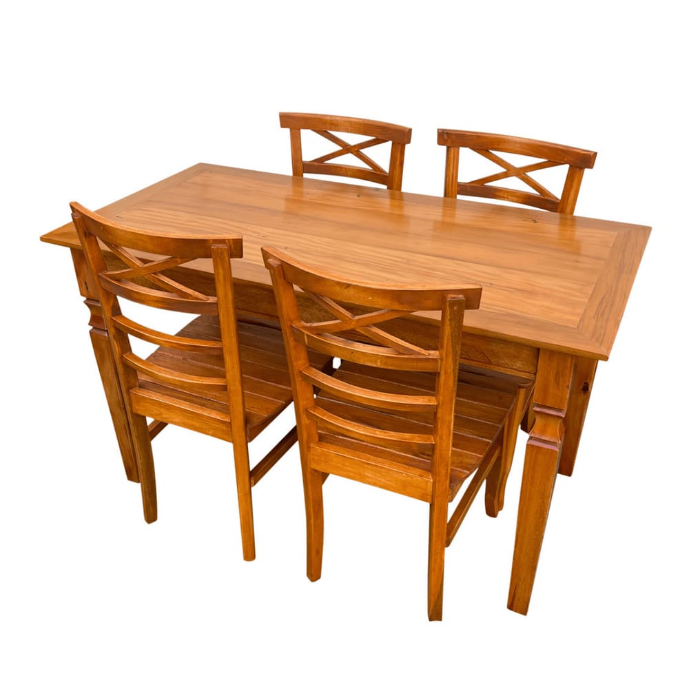 Mesa de Jantar Madeira de Demolição 1.40 x 0.70 com 04 Cadeiras ABC Sudeste Rústico