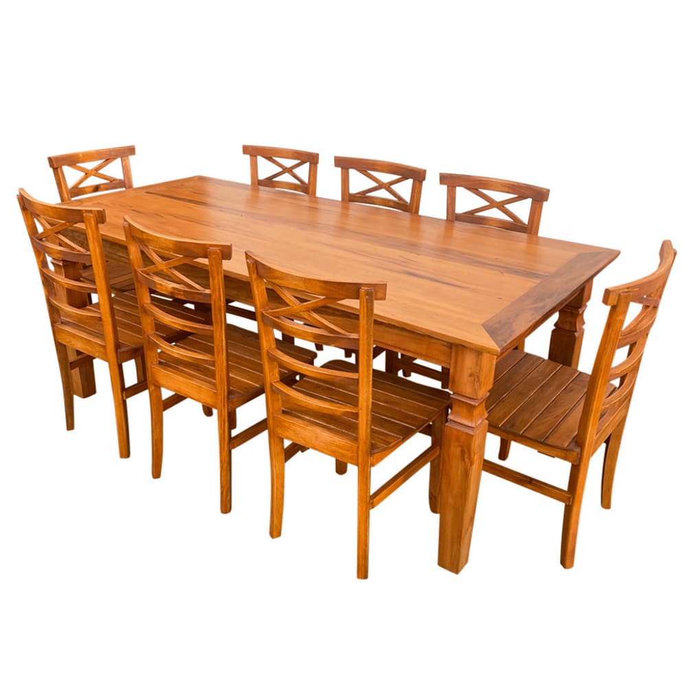 Mesa de Jantar Madeira Maciça 200 x 90 com 08 Cadeiras ABC Sudeste Rústico