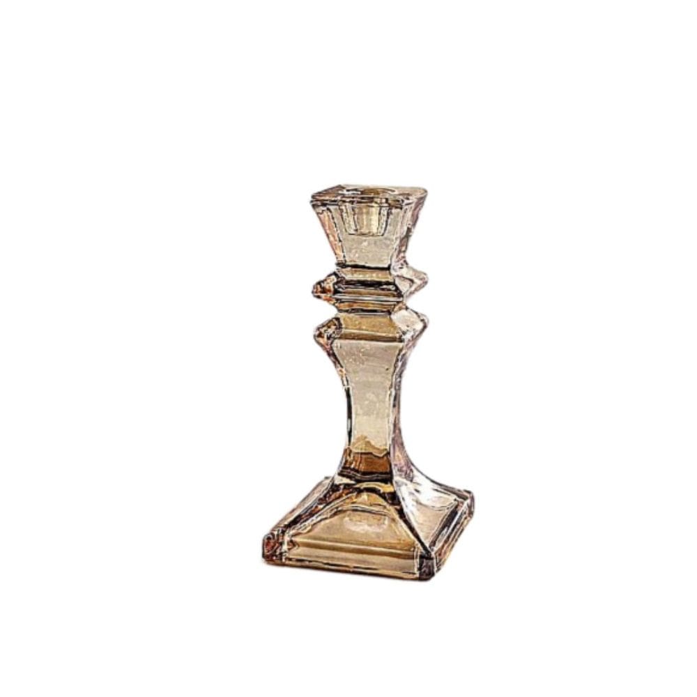 Castiçal Suporte Vela Âmbar De Vidro Sodo Cálcico 15,5Cm
