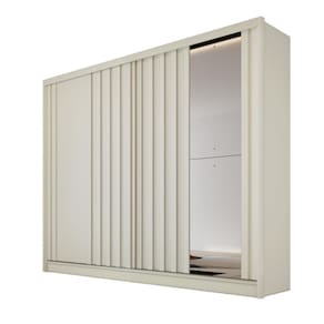 Guarda Roupa Galati Ripado Com 1 Espelho MDF - MadeMarcs