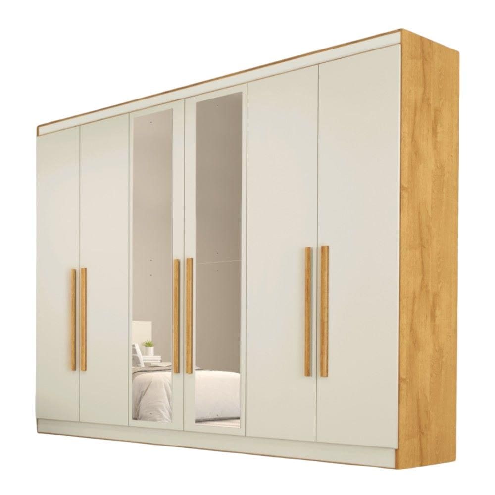 Guarda Roupa Oslo 6 Portas 4 Gavetas com Espelho MDF - MadeMarcs