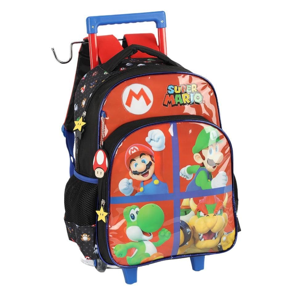 Mochila de Rodinhas Com Alça Luxcel Super Mário Vermelho