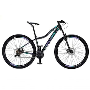 Bicicleta Aro 29 Krw Alumínio Shimano 24 Vel Freio A Disco Suspensão S4 15.5 Preto-Lilás E Turquesa