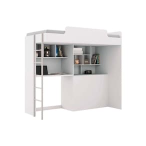 Beliche Office Teen Aquarela (cama+bancada+baú+nicho+prateleiras) Branco - Santos Andirá
