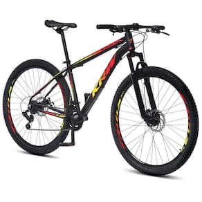 Bicicleta Aro 29 Krw Alumínio 24 Vel Freio A Disco X52 Quadro 19 Preto-Amarelo E Vermelho