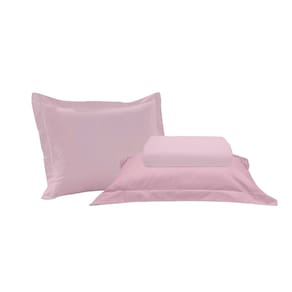 Kit Lencol Elástico e Fronha Casal 230 Fios Reffinata Buettner Rosa