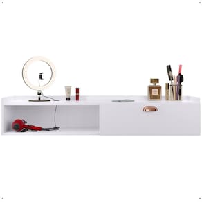 Penteadeira Compacta Classic Bancada Camarim 90 cm Nicho Porta Maquiagem Quarto Menina Retrô - RPM