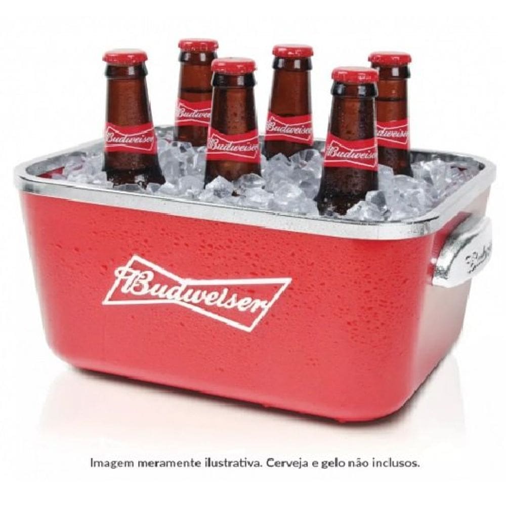 Balde De Gelo Retangular Budweiser Plástico 5 Litros - Vermelho