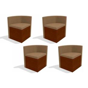 Kit 4 Cadeiras 4cad800 4 Un Walnut Fosco Suede Caramelo