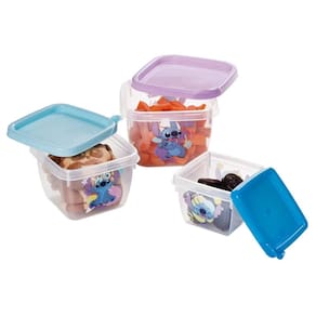Conjunto c/ 3 Potes Plástico Conect Personagem Disney Stitch - Plasútil