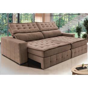 Sofá Retrátil E Reclinável 2,35M Cama Inbox Big Puffer Com SoftgelD40 Velupluma Castor