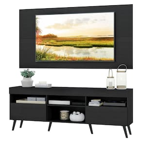 Rack Com Painel Tv 65" Retrô Londres Multimóveis V3337 Preto Preto