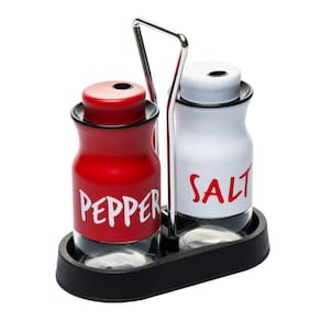 Kit 3 Pçs Saleiro e Pimenteiro com Suporte 130ml Vidro