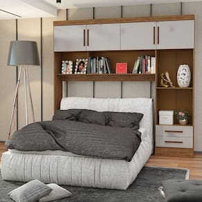 Guarda Roupa Modulado Paris 4 Portas 2 Gavetas Freijó Com Off White