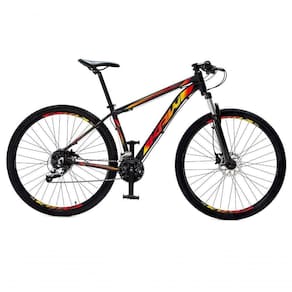 Bicicleta Aro 29 Krw Alumínio 27 Vel Freio Hidráulico Suspensão Com Trava S9 21 Preto-Amarelo E Vermelho