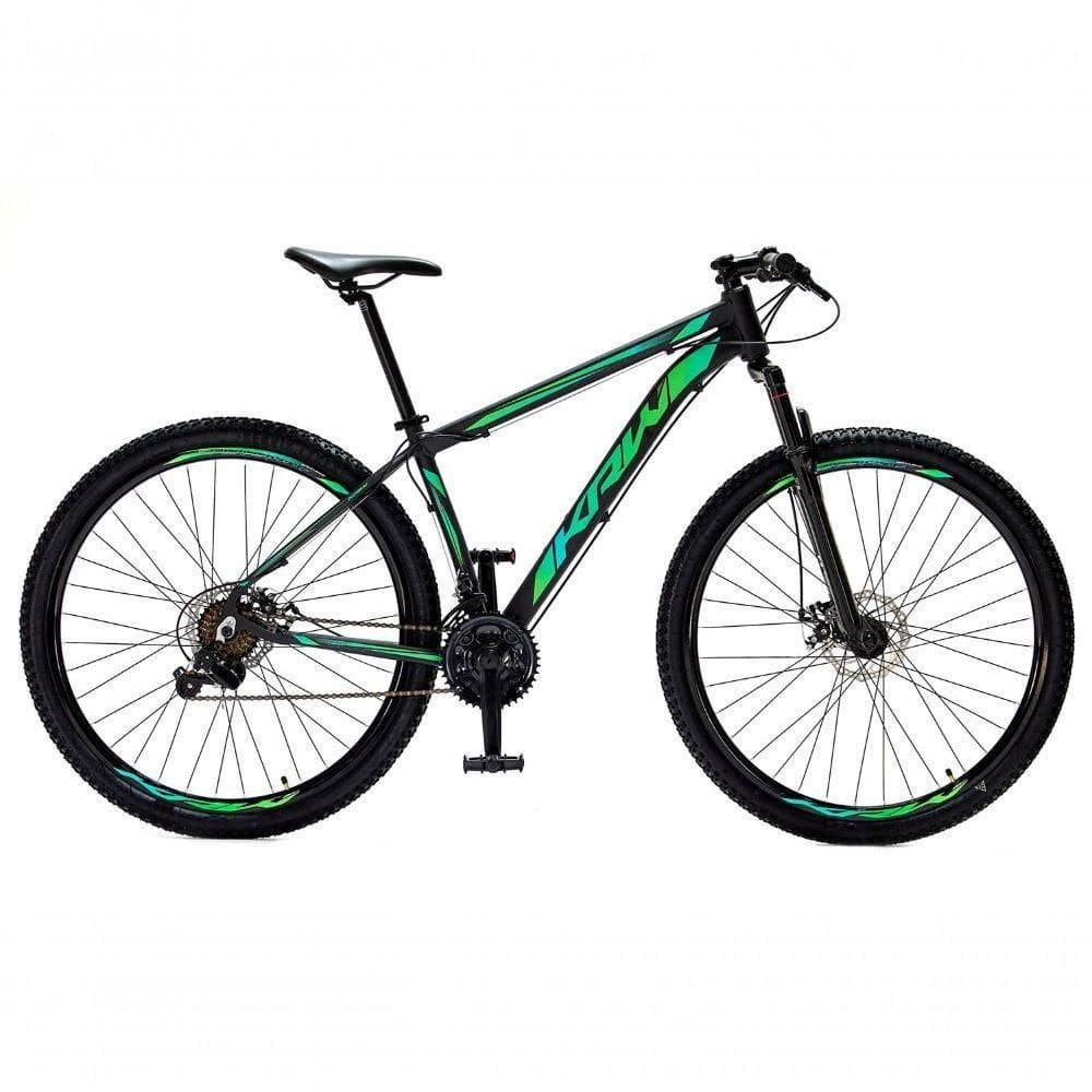 Bicicleta Aro 29 Krw Alumínio Shimano 21 Vel Freio A Disco Suspensão S6 19 Preto-Verde