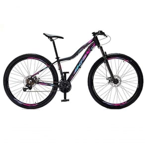 Bicicleta Aro 29 Krw Alumínio 24 Vel Freio A Disco Suspensão Dianteira S1 15.5 Preto-Rosa E Azul
