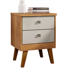 Mesa de Cabeceira Thor 2 Gavetas Rud Rack Cor Cedro Areia