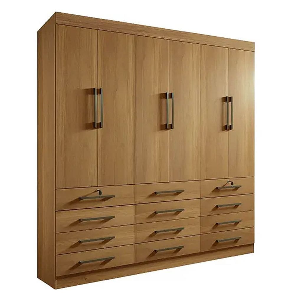 Guarda Roupa Mônaco Casal 6 Portas 12 Gavetas Cor Cinamomo