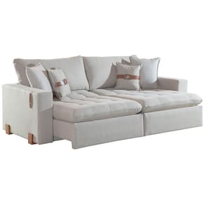 Sofá Cama Zeus 220cm 4 Lugares Retrátil e Reclinável Tecido Linho Innove Cor Marfim