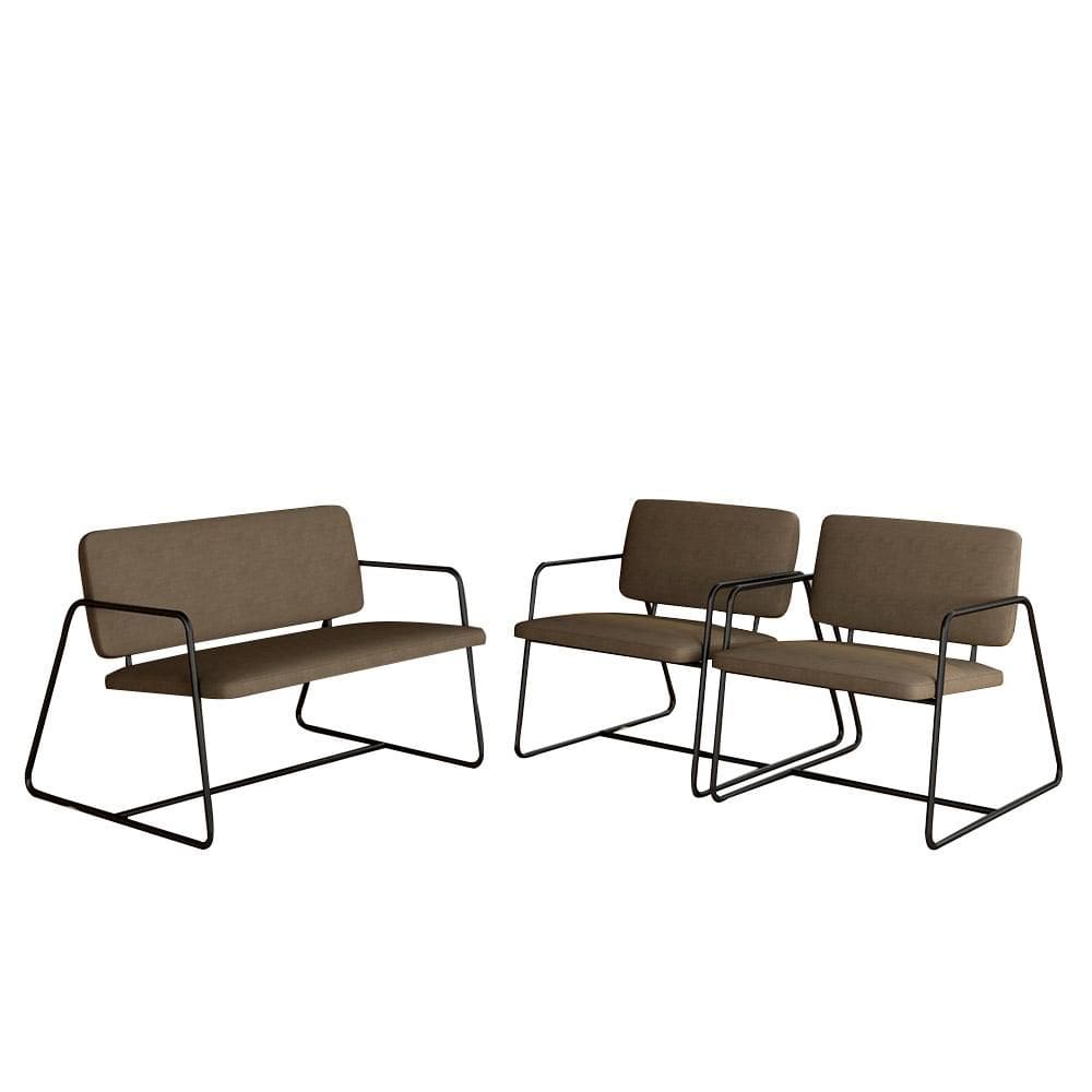 Conjunto Namoradeira C/ Poltronas Sintra Industrial Pto/capuccino- M.a