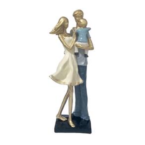 Estatueta Decorativa Família com Filho Colorida