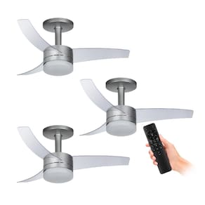 Kit 3 Ventiladores de Teto Arno Prata 3 Pás e Controle VX15