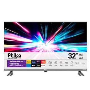Smart TV Philco 32, Dolby Audio, LED, Roku TV - PTV32K34RKGB