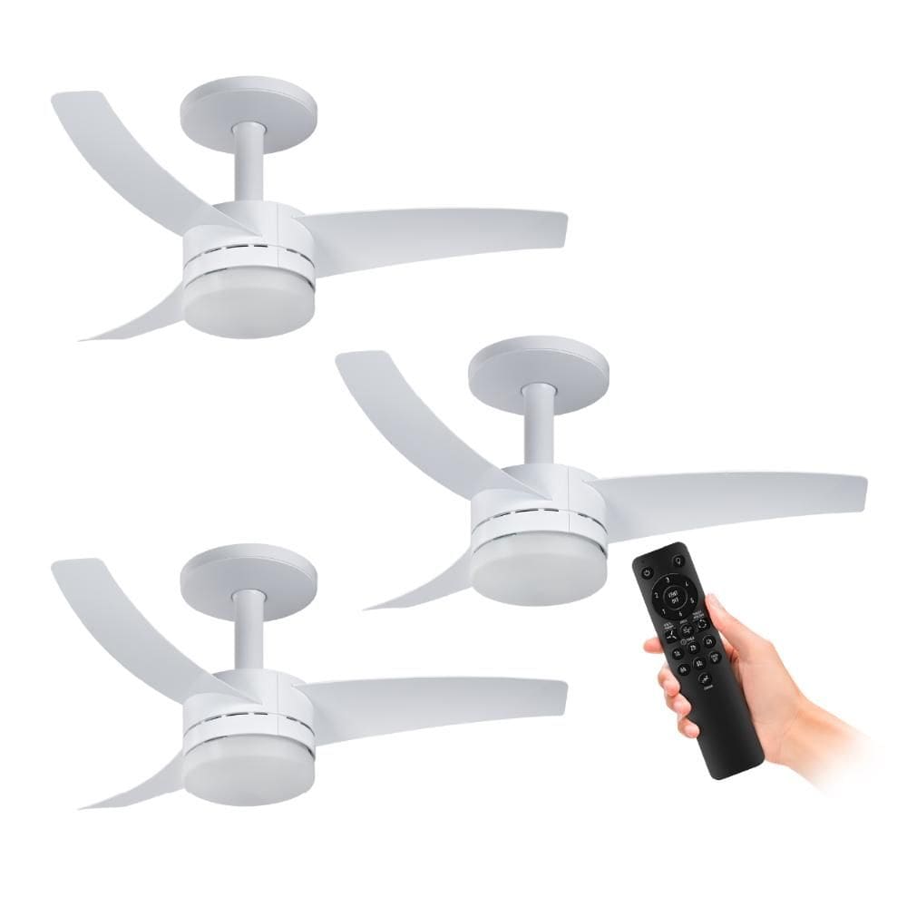 Kit 3 Ventiladores de Teto Arno Branco 3 Pás e Controle VX13