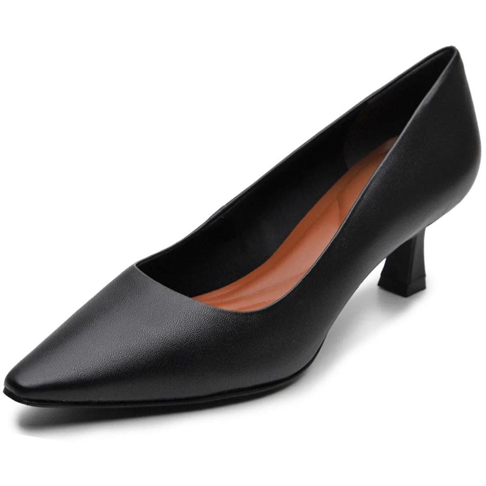 Scarpin Couro Bottero Salto Baixo Fosco Feminino - Preto
