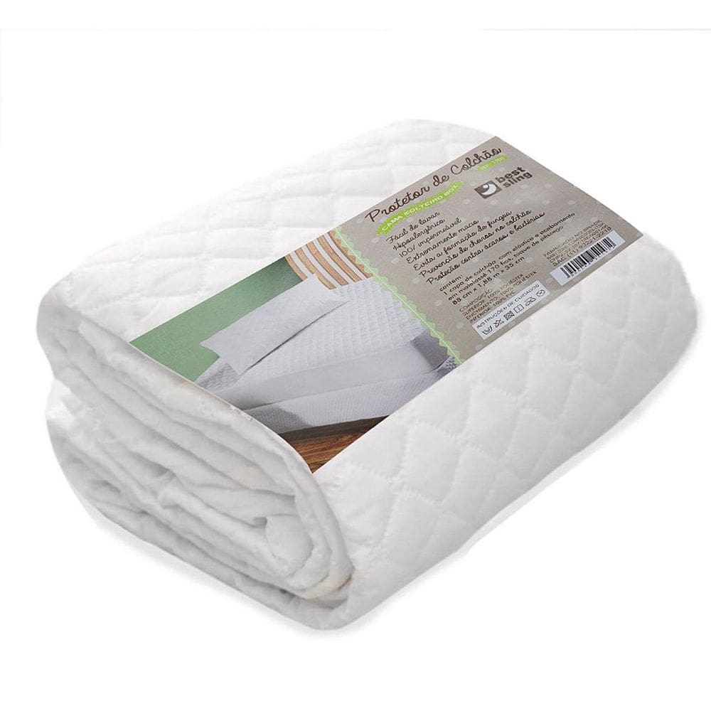 Capa para Colchao Solteiro Standard Box Protetor de Colchão Branco Poliester 88cm x 188cm