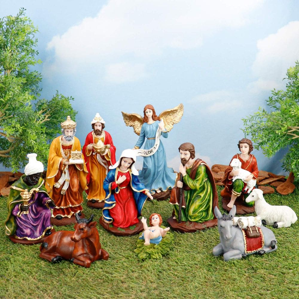 Presepio Natalino 20cm Enfeite Decorativo 11 Peças Resina Decoração