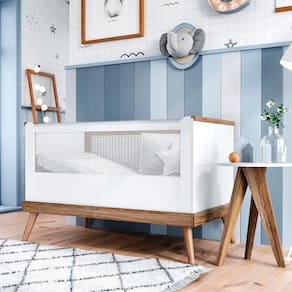 Berço Retrô Mini Cama 2 em 1 Com Colchão Canção de Ninar