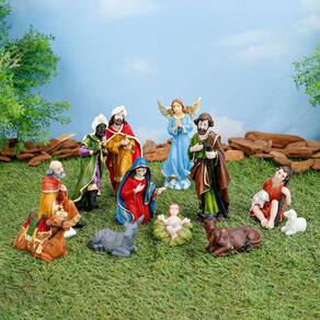 Presepio Natalino 15cm Enfeite Decorativo 12 Peças Resina Decoração