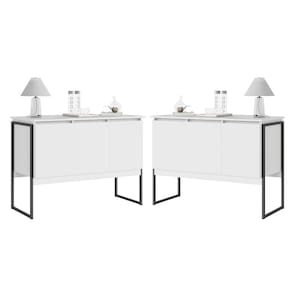 Conjunto de Buffets Industriais Milão Branco Preto