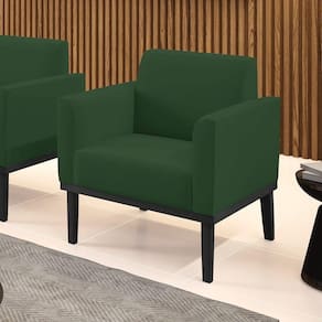 Poltrona Decorativa Pés Fixo Em Madeira Preto Veludo Verde Esmeralda