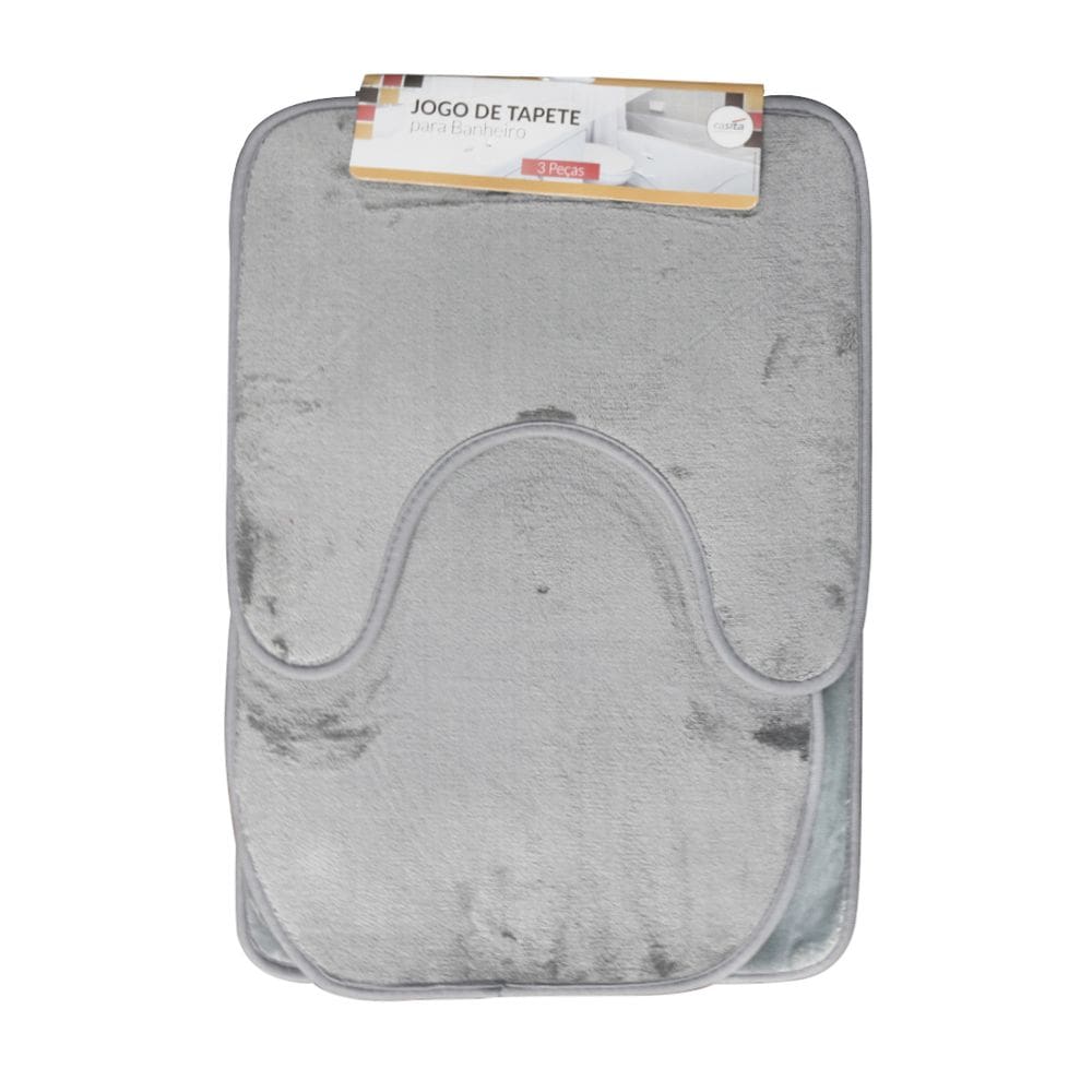 Jogo De Tapete De Banheiro Em Soft Com 03 Peças
