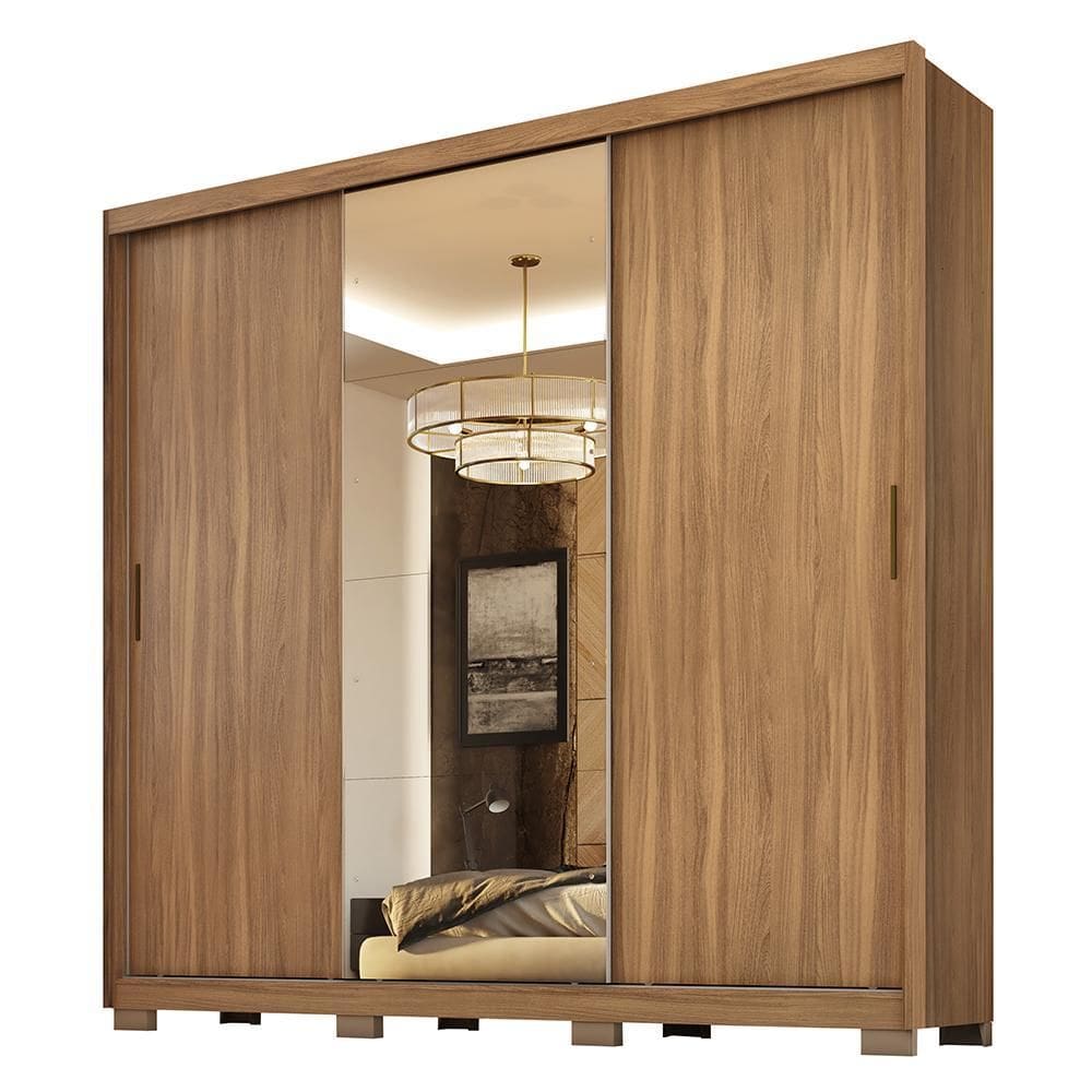 Guarda Roupa Dalila 3 Portas, 4 Gavetas, 3 Cabideiros com Espelho e Pés - Demóbile