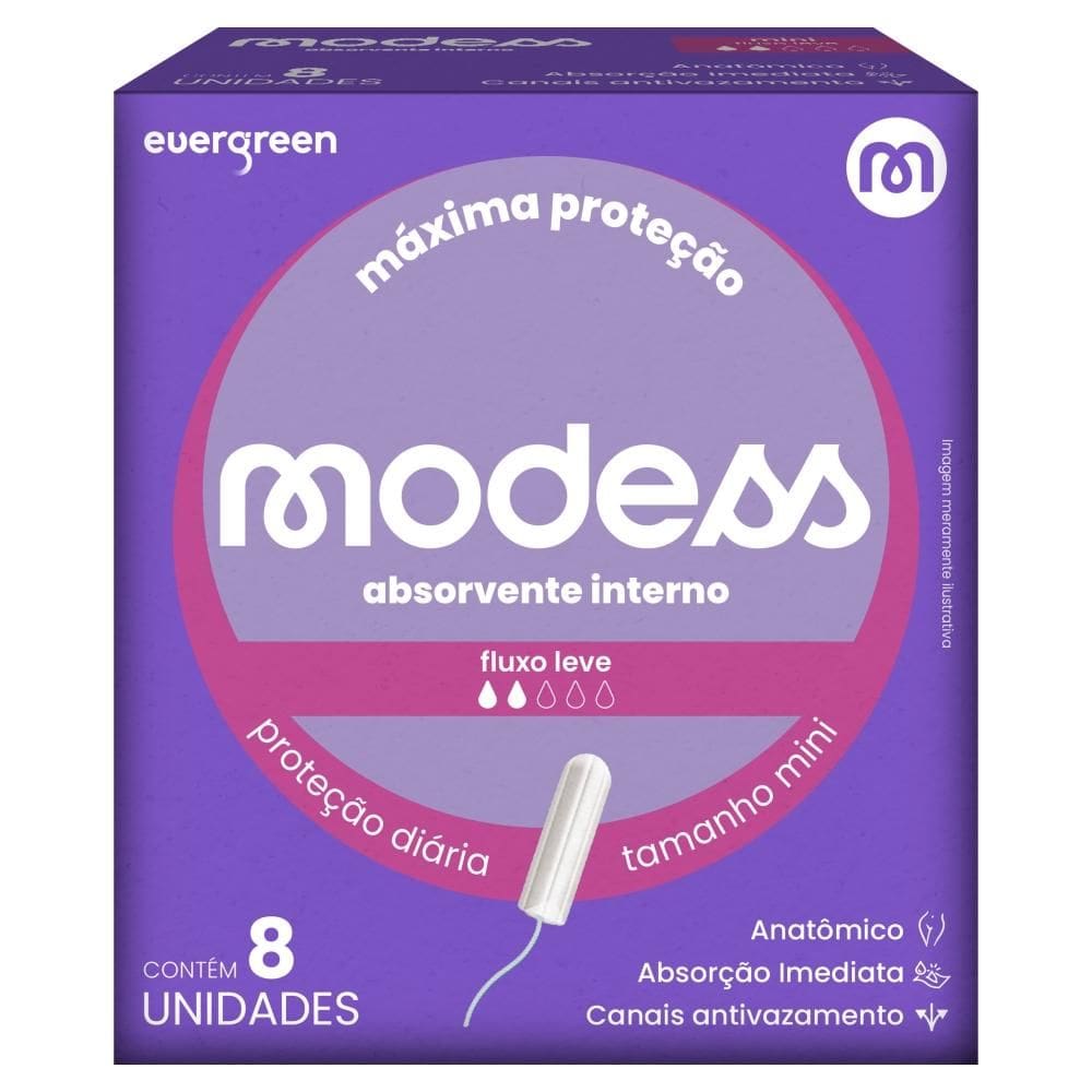 Absorvente Interno Modess Tamanho Mini 8un