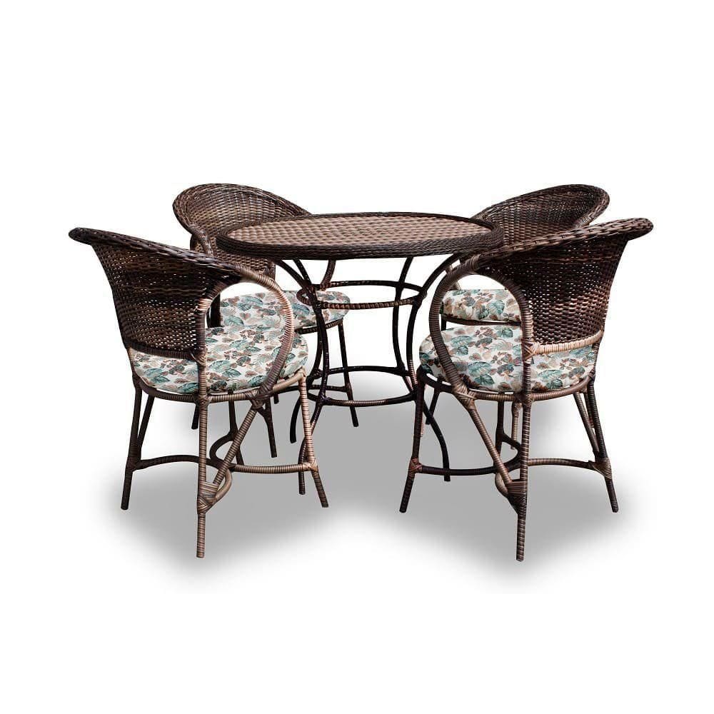 Conjunto De Mesa 4 Poltronas + 1 Mesa Costela De Adão Verde