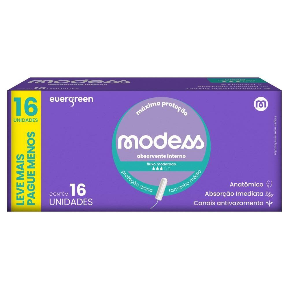 Absorvente Interno Modess Tamanho Médio 16un