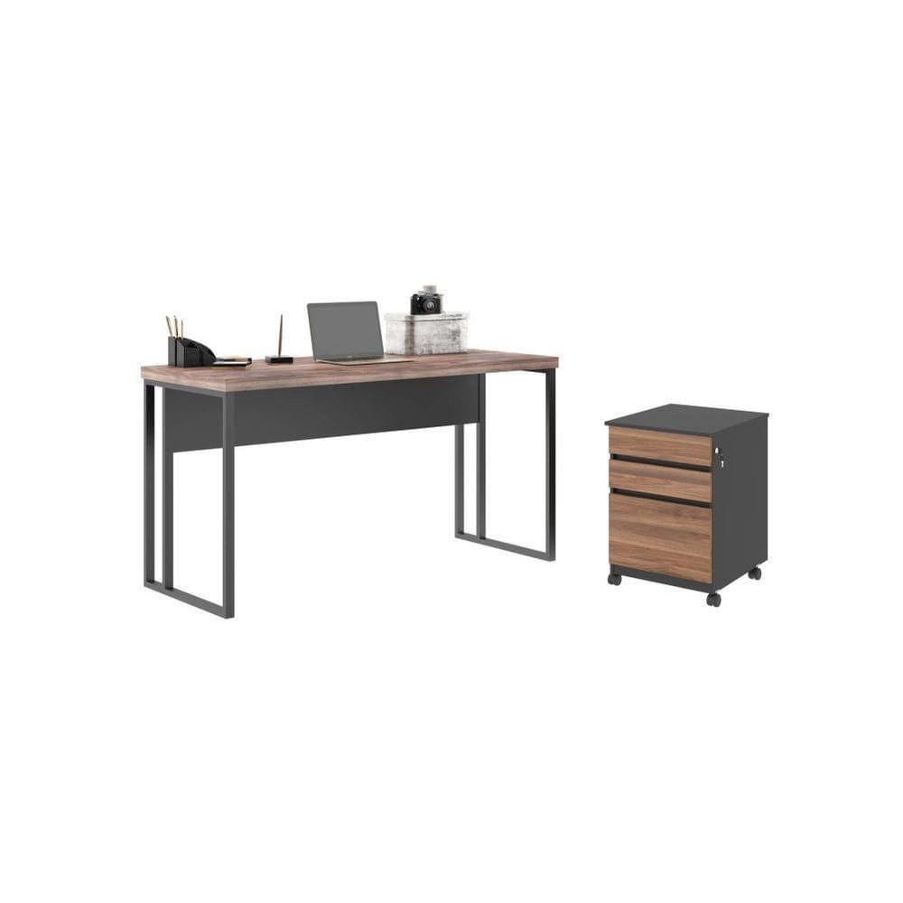 Mesa E Gaveteiro Bela Noce Preto