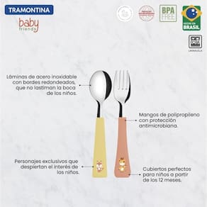 Jogo De Talheres Infantil Tramontina De Inox Colorido 02Pçs