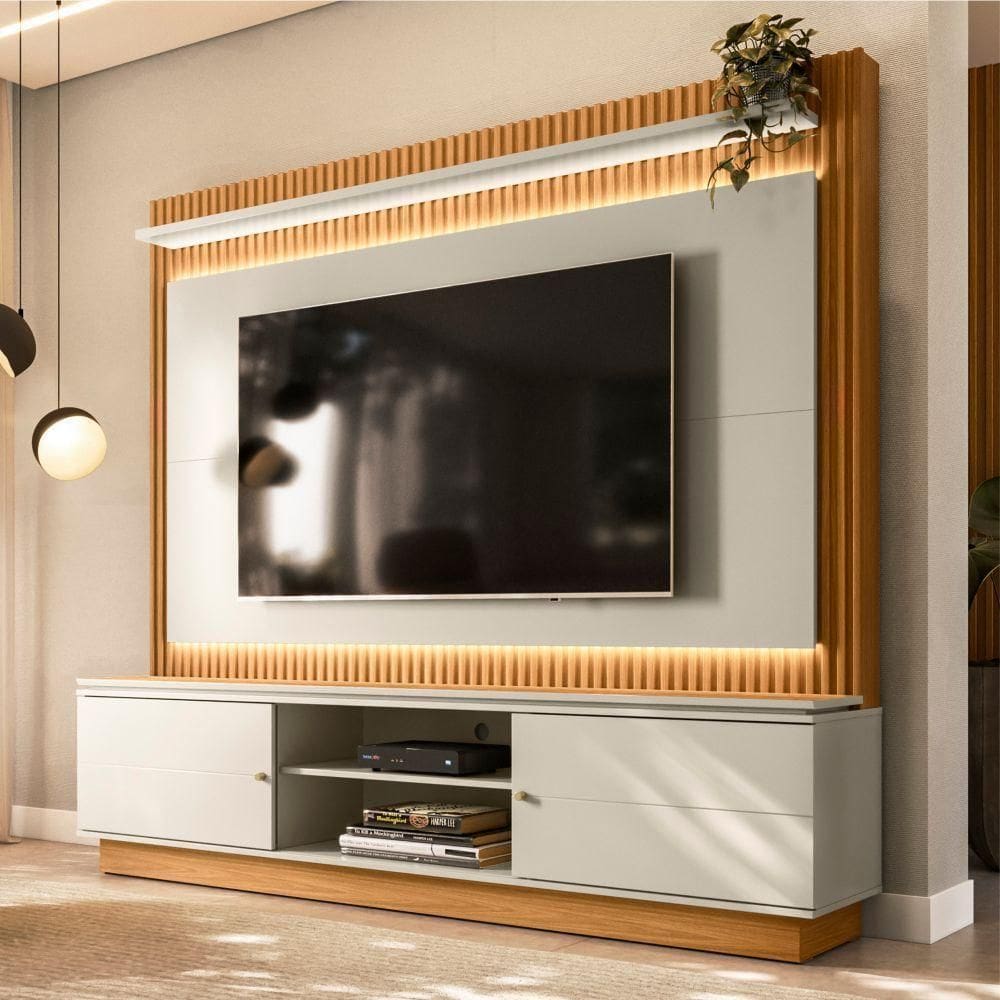 Home Para Tv Ate 75 Polegadas Com Led Clark Nature Off-white